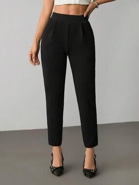 SHEIN PETITE Black Stretch Pocket Women's Cropped Pants - med
